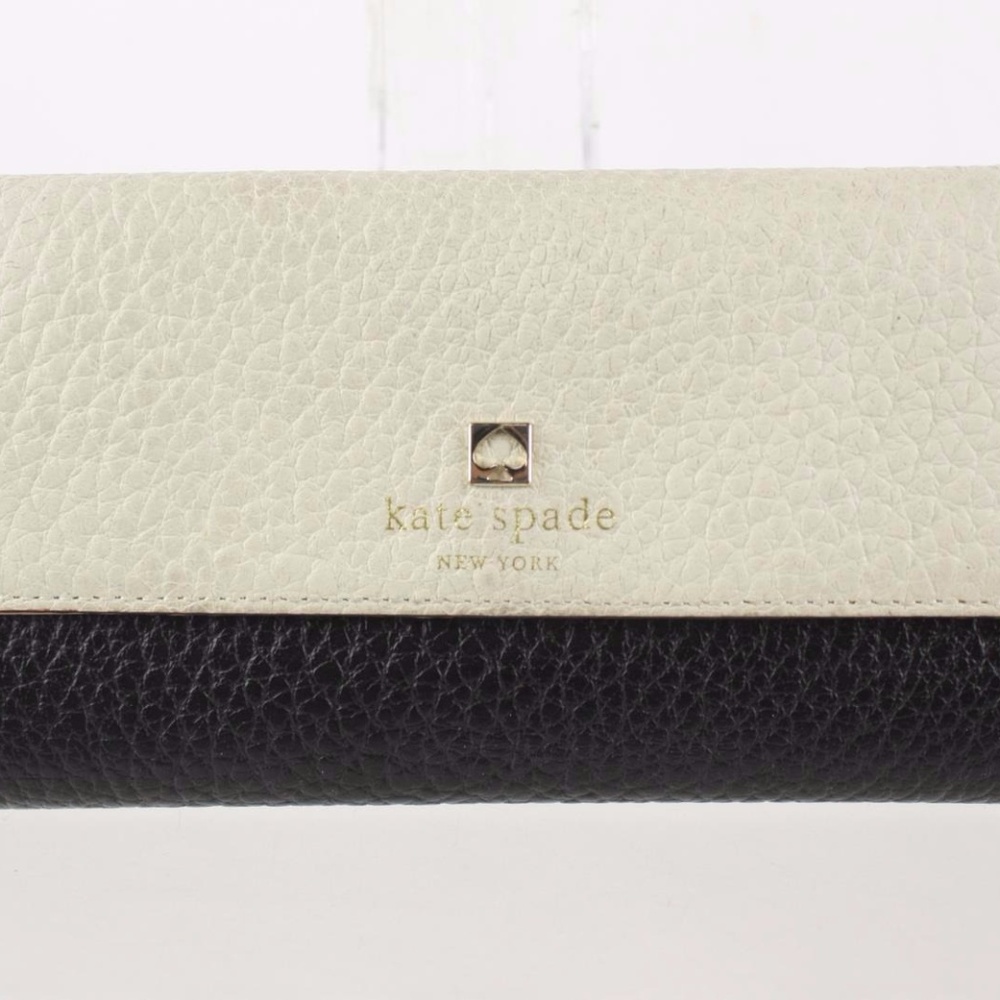 Sale Kate Spade Black Ivory Pebbled Wallet